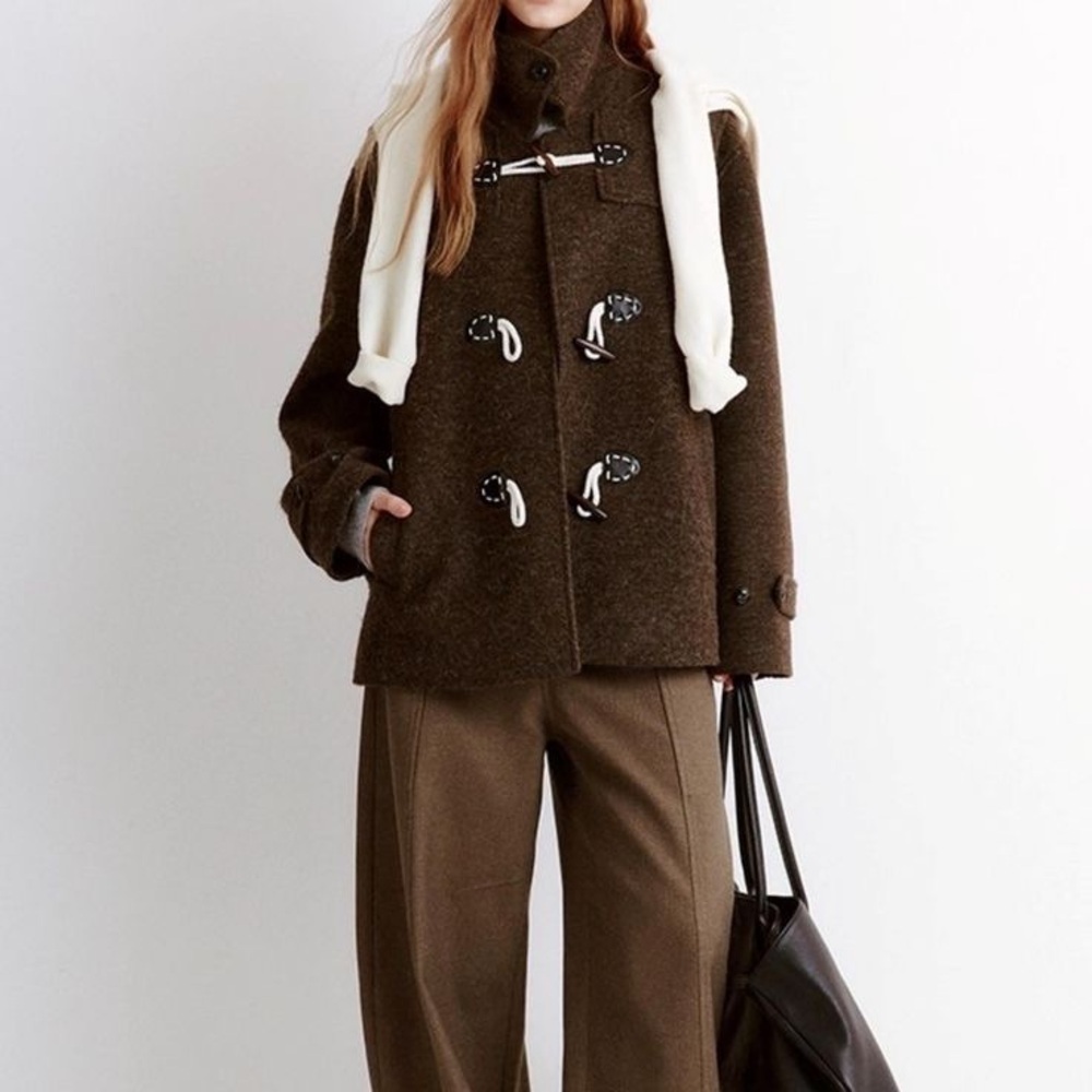 Merona Women's Brown Toggle Coat Wool Blend (XL)